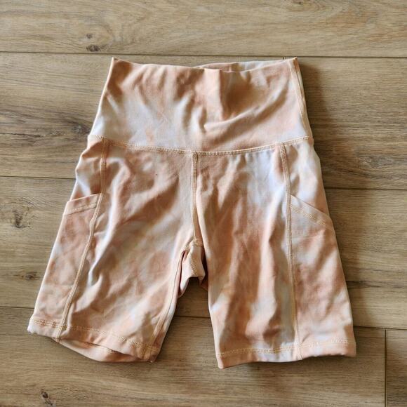 aerie Pants - Offline By Aerie The Hugger Bike Short Hi Rise Womens Size Small Peach Tie Dye